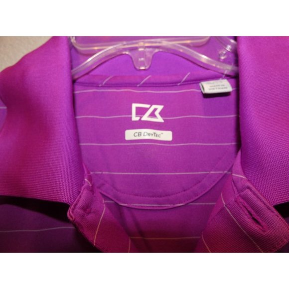 Men's Purple with white stripes Golf Polo, CB  DryTec, XL - Picture 2 of 6